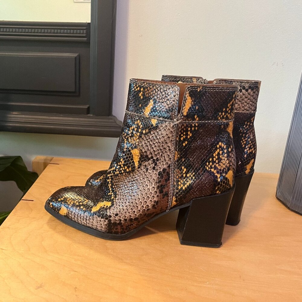 Franco Sarto Snakeskin Square Toe Boots (7)